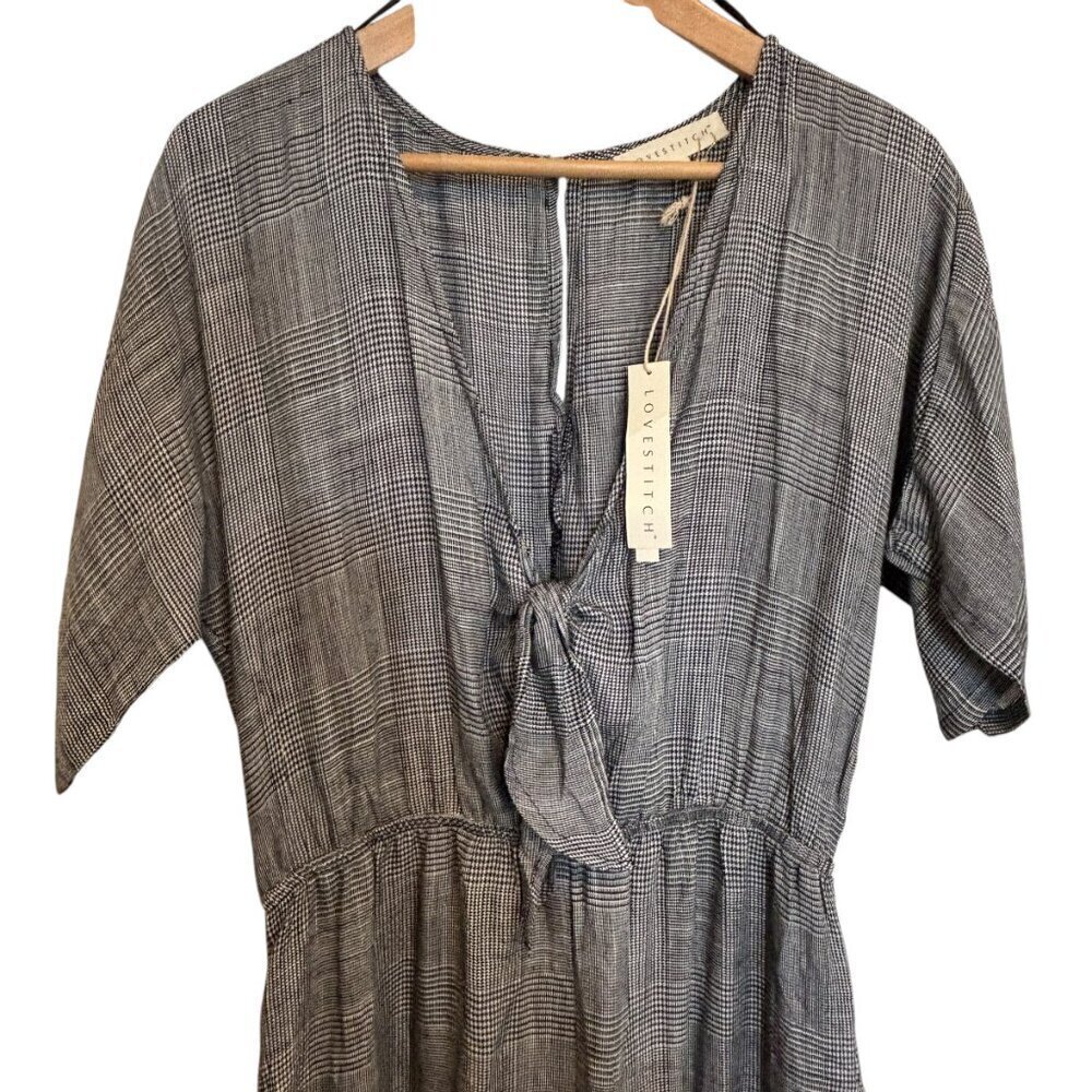 Love Stitch Jumpsuit Women's Size Large Houndstooth New With Tags - Picture 7 of 9